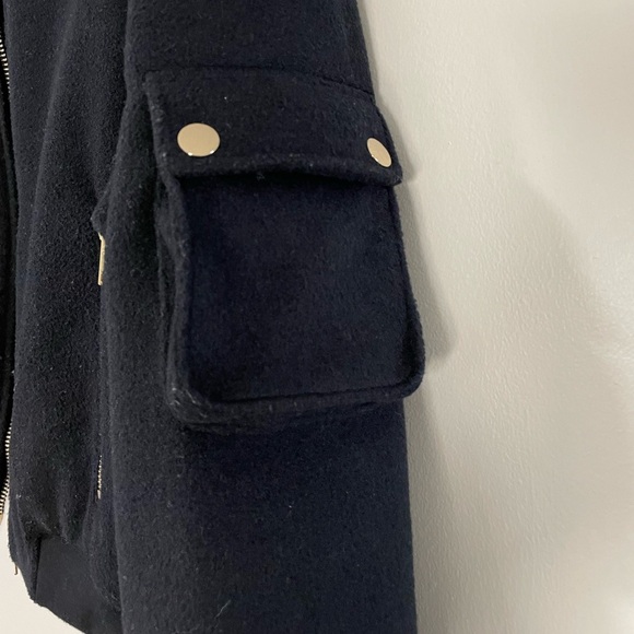 Zara Navy Cropped Bomber Jacket - Picture 6 of 8